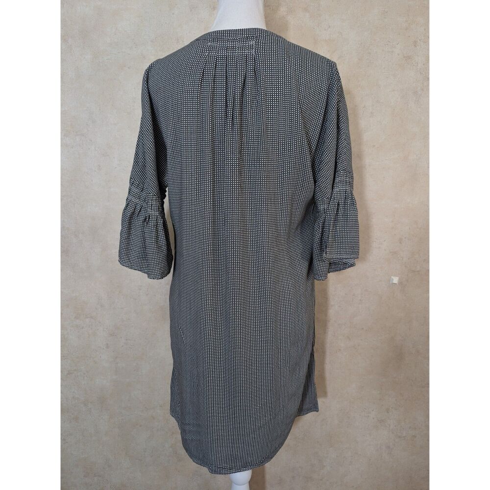 Joie Tunic Shirt Dress Womens M Black White Star Print Bell Sleeve Rayon Mini - Picture 3 of 11